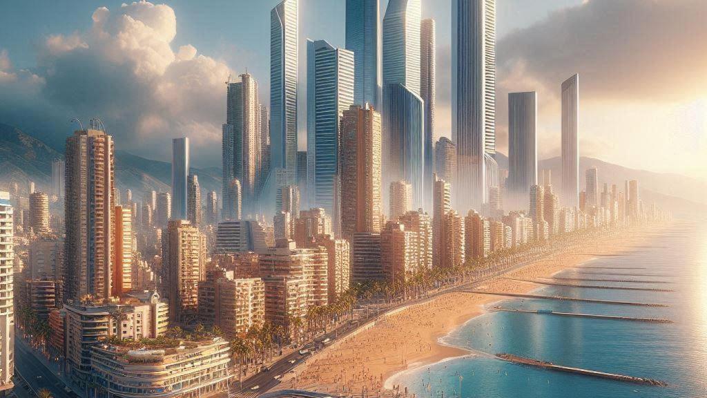 Imagen futurista de la ciudad de Benidorm, creada con IA