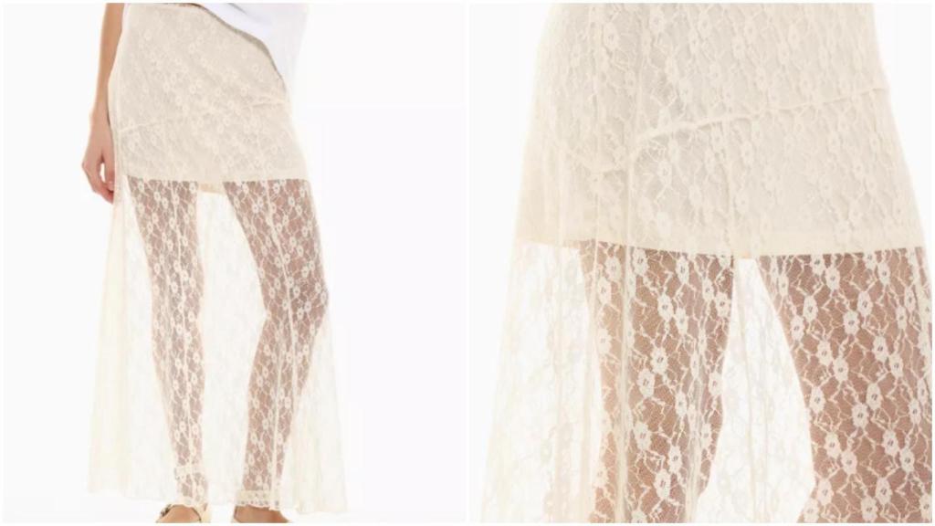 Falda midi de encaje de Lefties. Ref: 1072/310/712