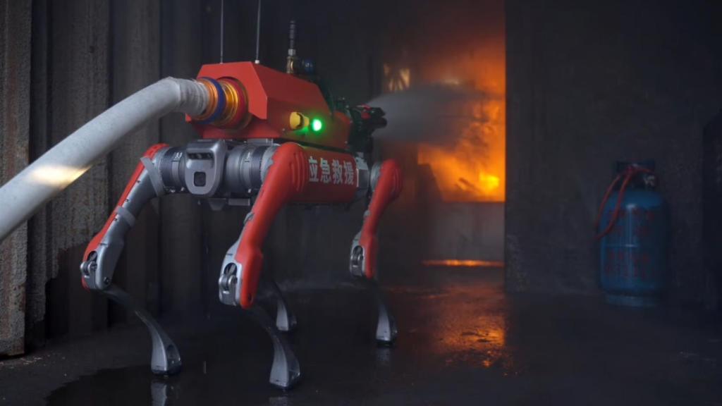 El perro robot bombero de Unitree.
