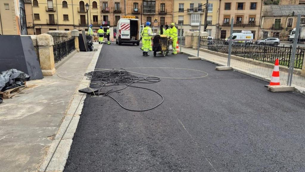 El puente de San Esteban de Gormaz durante los trabajos de rehabilitación