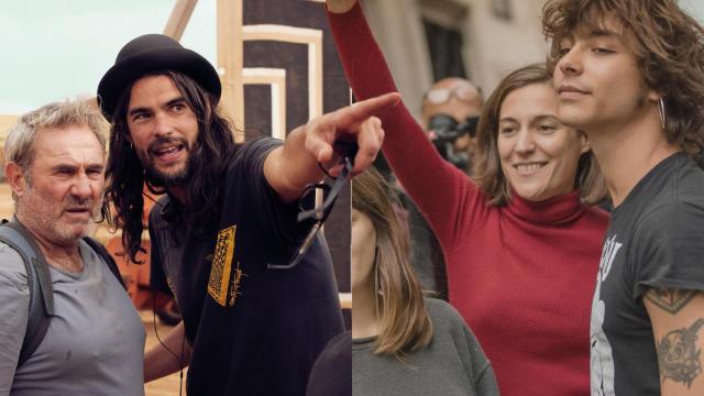 Oliver Laxe, junto a Sergi López, y Carla Simón.