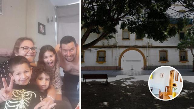 Una imagen de la familia y la vivienda que le ofertaban.