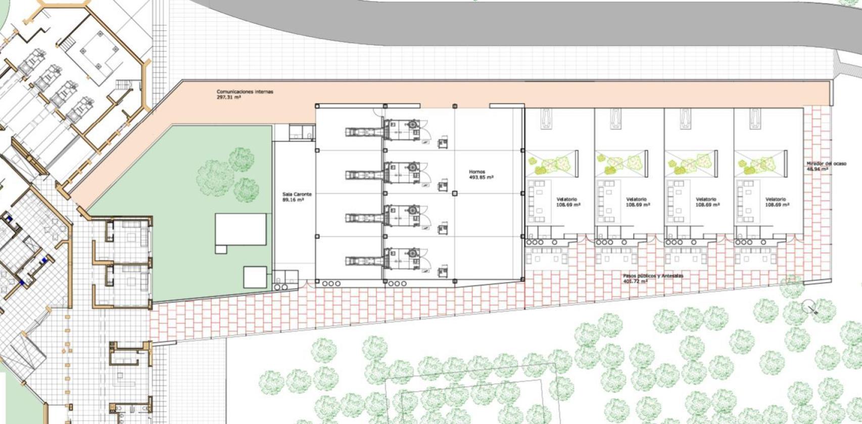 Plano del nuevo edificio del cementerio.