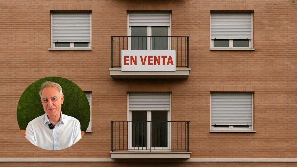 Montaje con vivienda en venta y Pablo Gil, economista.