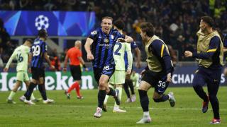 Frattesi celebra el gol de la victoria en la eliminatoria ante el Barça.