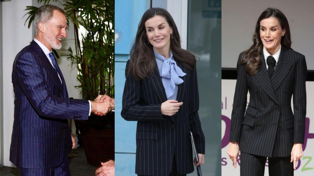 El Rey y Letizia, con trajes de raya diplomática.