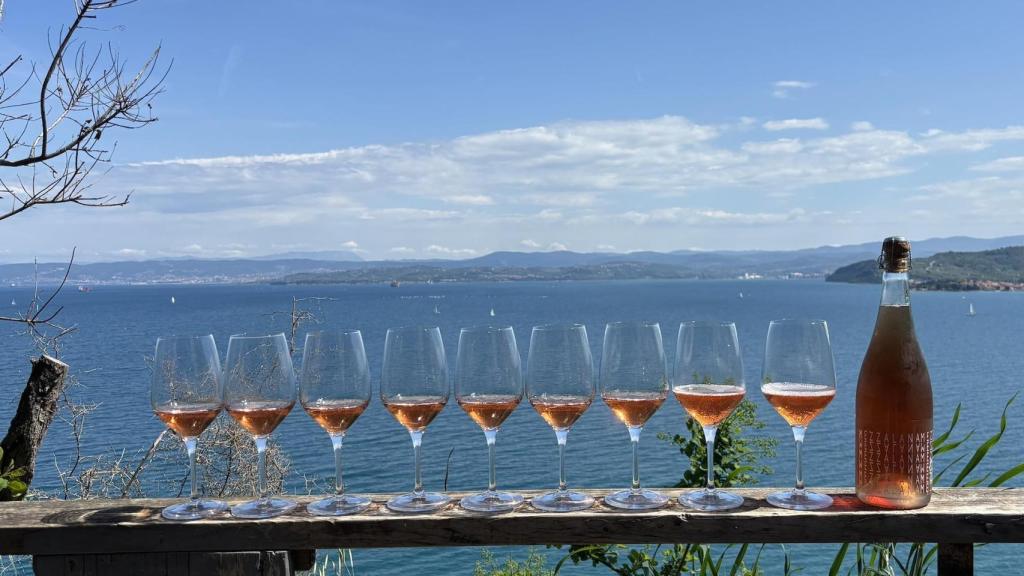 Vistas panorámicas impresionantes al acantilado de flysch más alto al lado de la costa adriática.