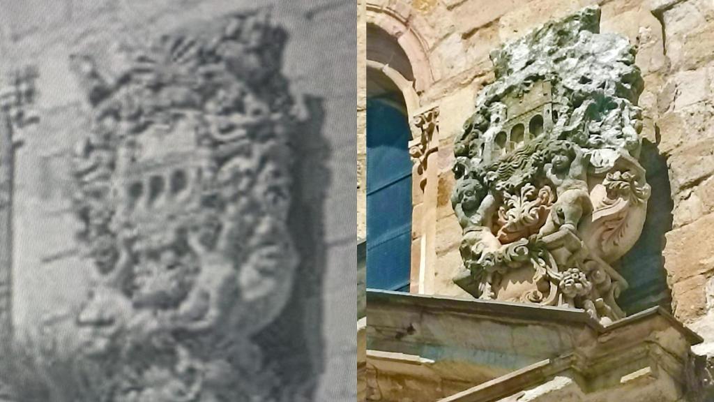 Antes y después de los escudos de San Ildefonso