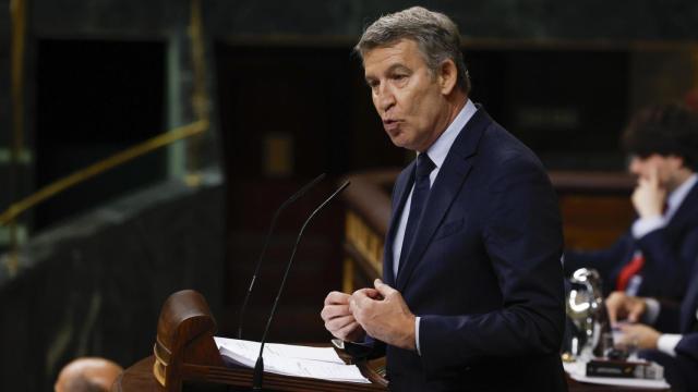 El líder del PP, Alberto Núñez Feijóo, este miércoles en el Congreso.