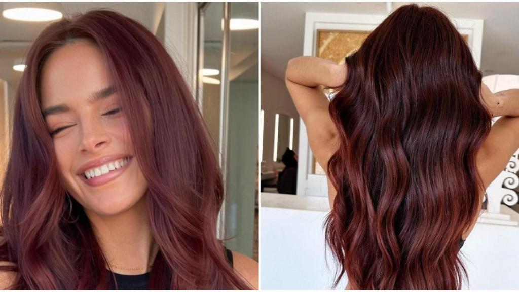 Mujer con tono de pelo cherry cola