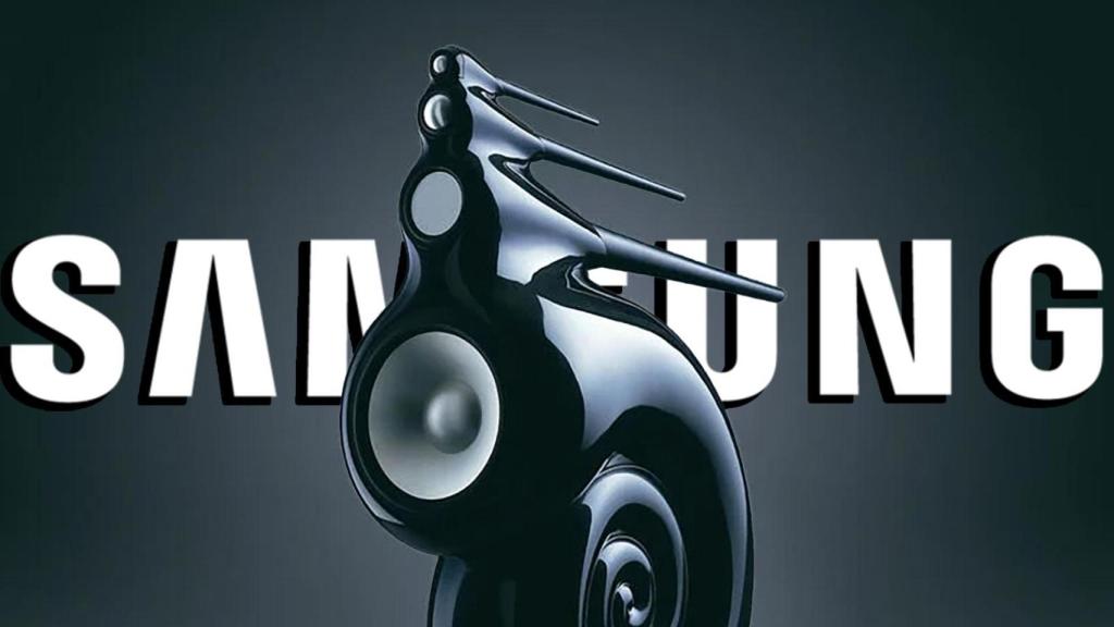 Fotomontaje con el B&W Nautilus y el logo de Samsung.