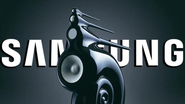 Fotomontaje con el B&W Nautilus y el logo de Samsung.