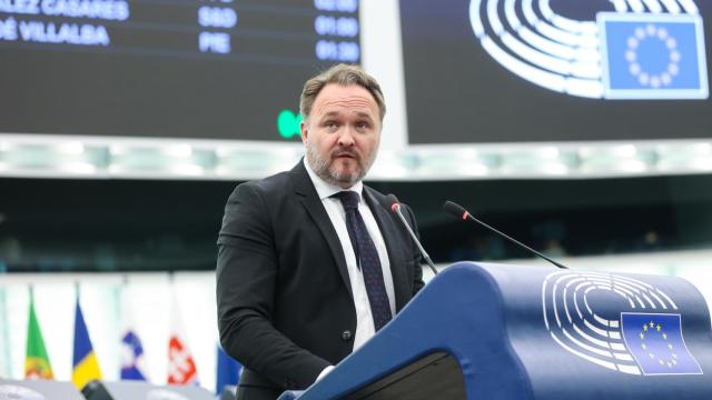 El comisario de Energía, Dan Jorgensen, durante el debate de este miércoles en la Eurocámara