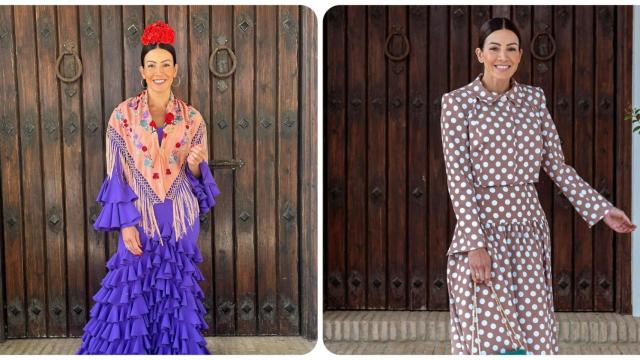 Virginia Troconis, con los dos vestidos que ha lucido para en los primeros días de la Feria de Abril 2025.