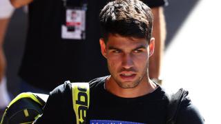 Carlos Alcaraz, antes de un entrenamiento del Masters 1.000 de Roma.