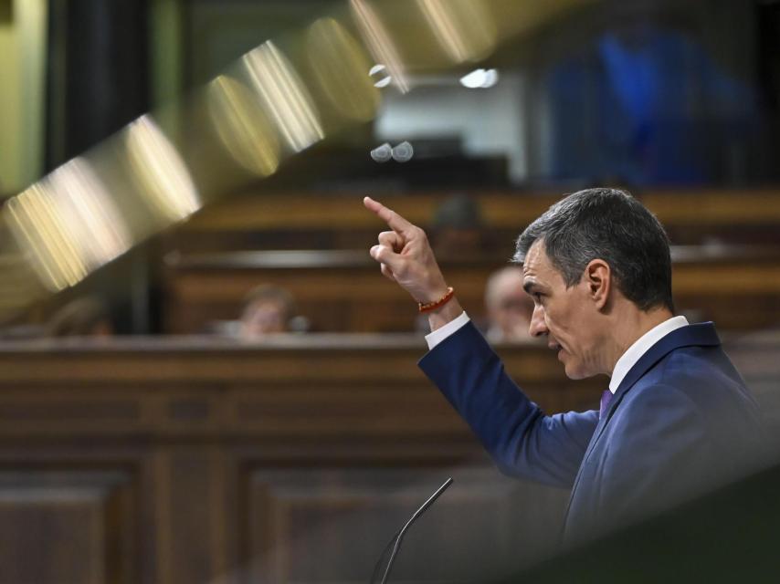 Pedro Sánchez, este miércoles durante su intervención en la tribuna del Congreso.