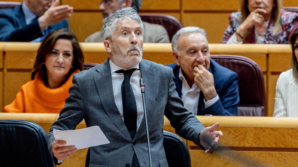 El ministro Marlaska, en la sesión de control al Gobierno en el Senado del pasado 6 de mayo.