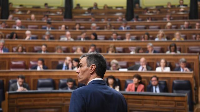 El presidente del Gobierno, Pedro Sánchez, este miércoles en el Congreso de los Diputados.