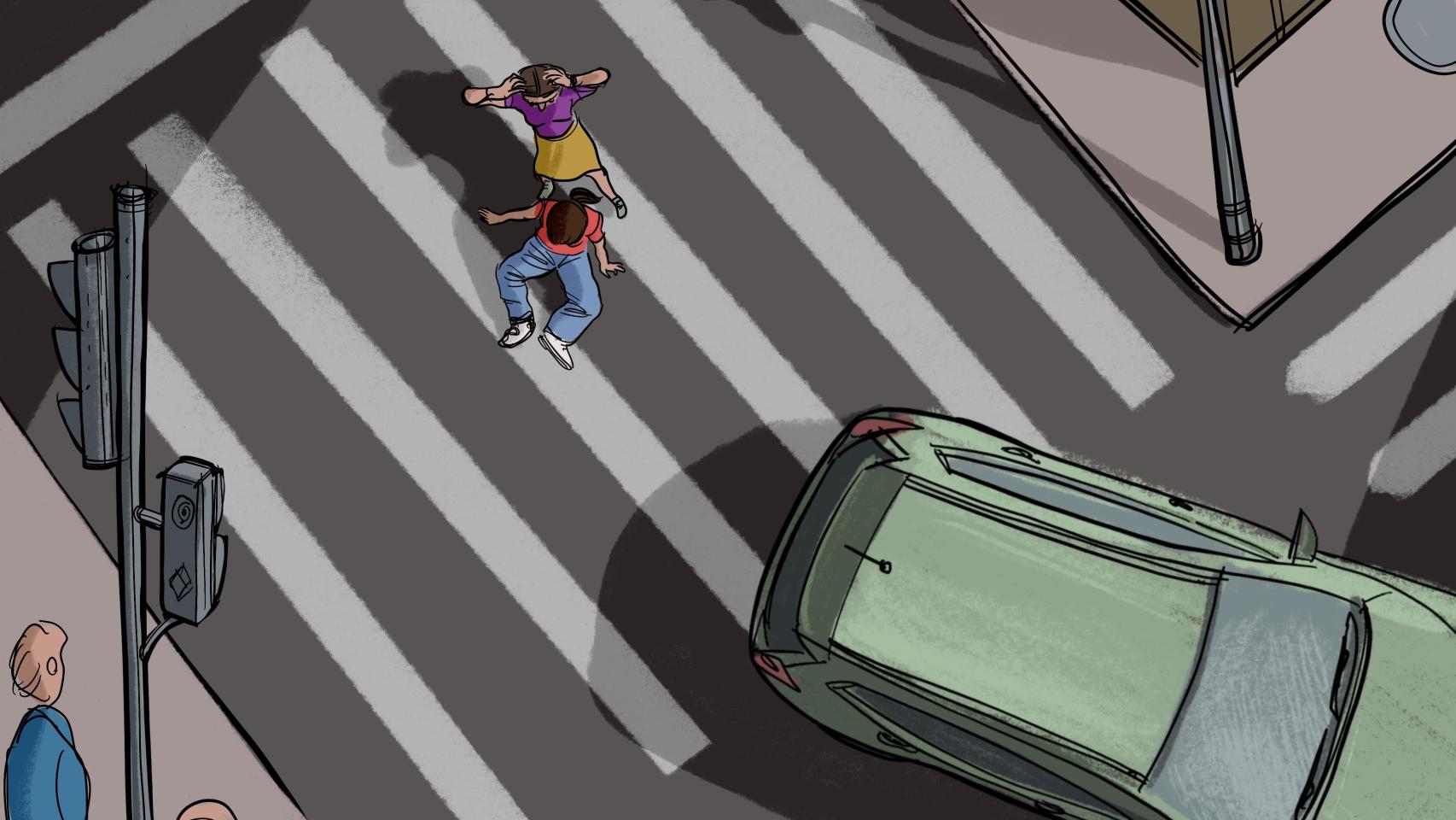 Ilustración del atropello.