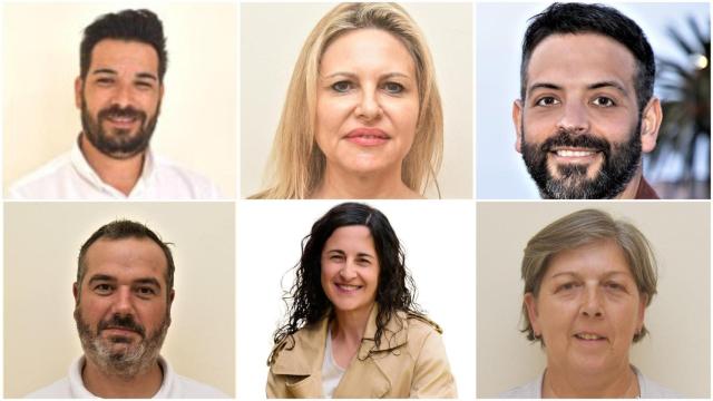 Los cinco portavoces de los grupos municipales en Cambre y la concejala no adscrita.