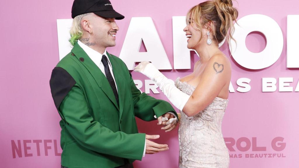 Karol G y Feid, en el estreno del documental de Netflix este mayo de 2025.