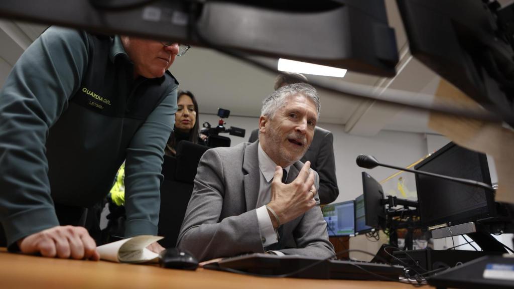 El ministro del Interior, Fernando Grande-Marlaska, este jueves en la Comandancia de la Guardia Civil de Soria