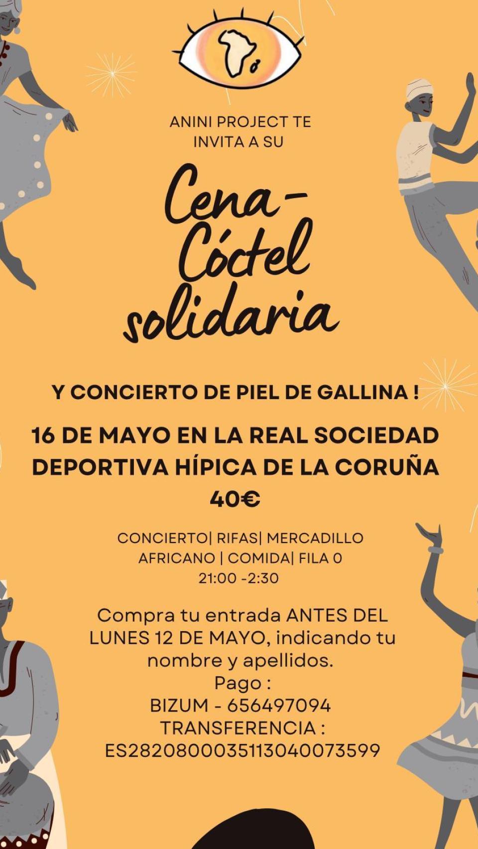 Cartel de la cena-cóctel solidaria a favor de Anini Project.