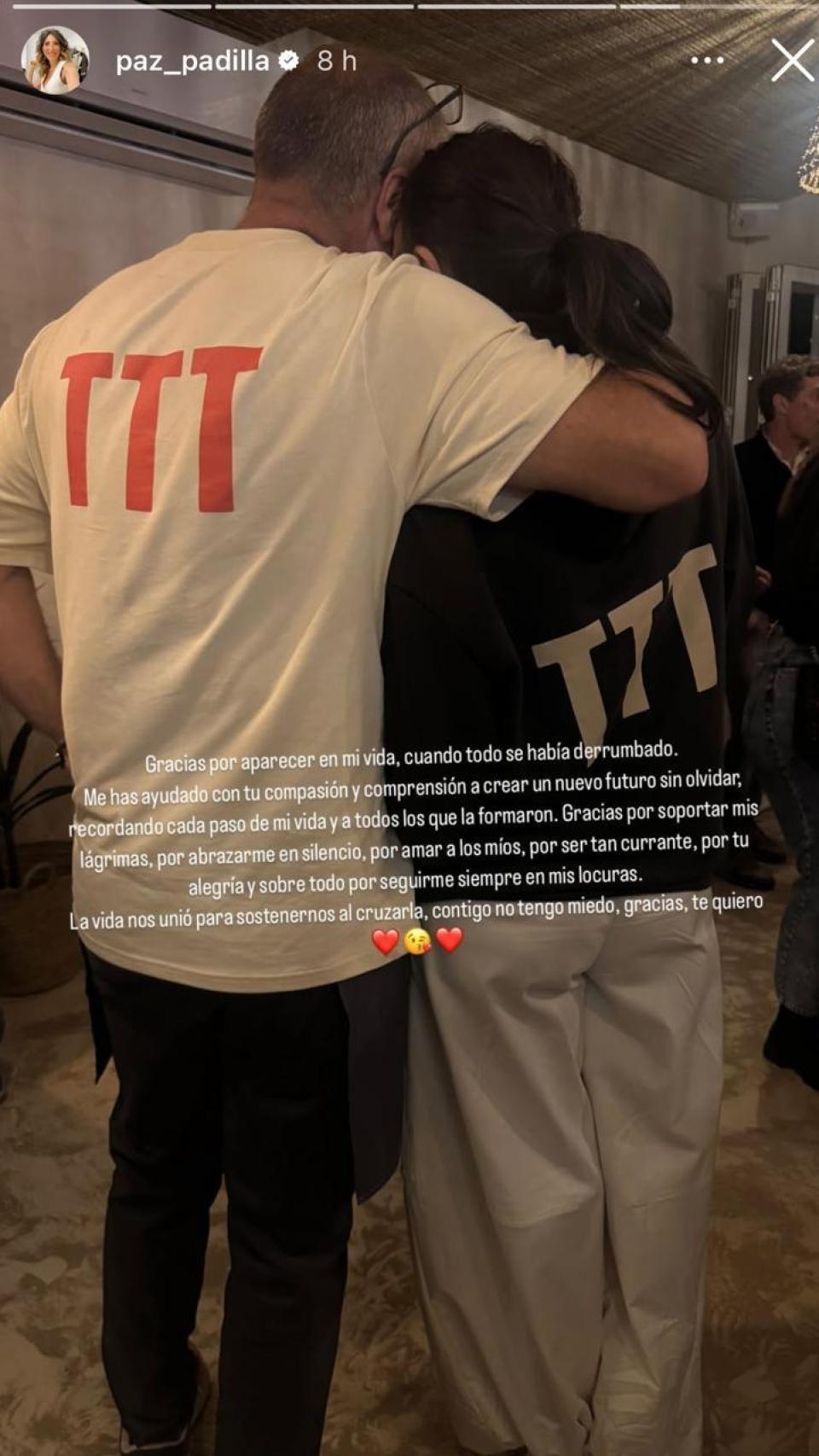 Paz Padilla y Fran Medina, en un 'stories' de Instagram.