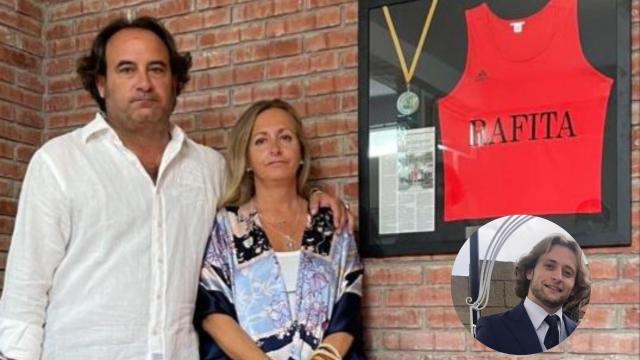 Rafael Soriano y Eva Pinzolas, padres de 'Rafita' en el homenaje que le realizaron en el centro de entrenamiento Rocallabox en Zaragoza.