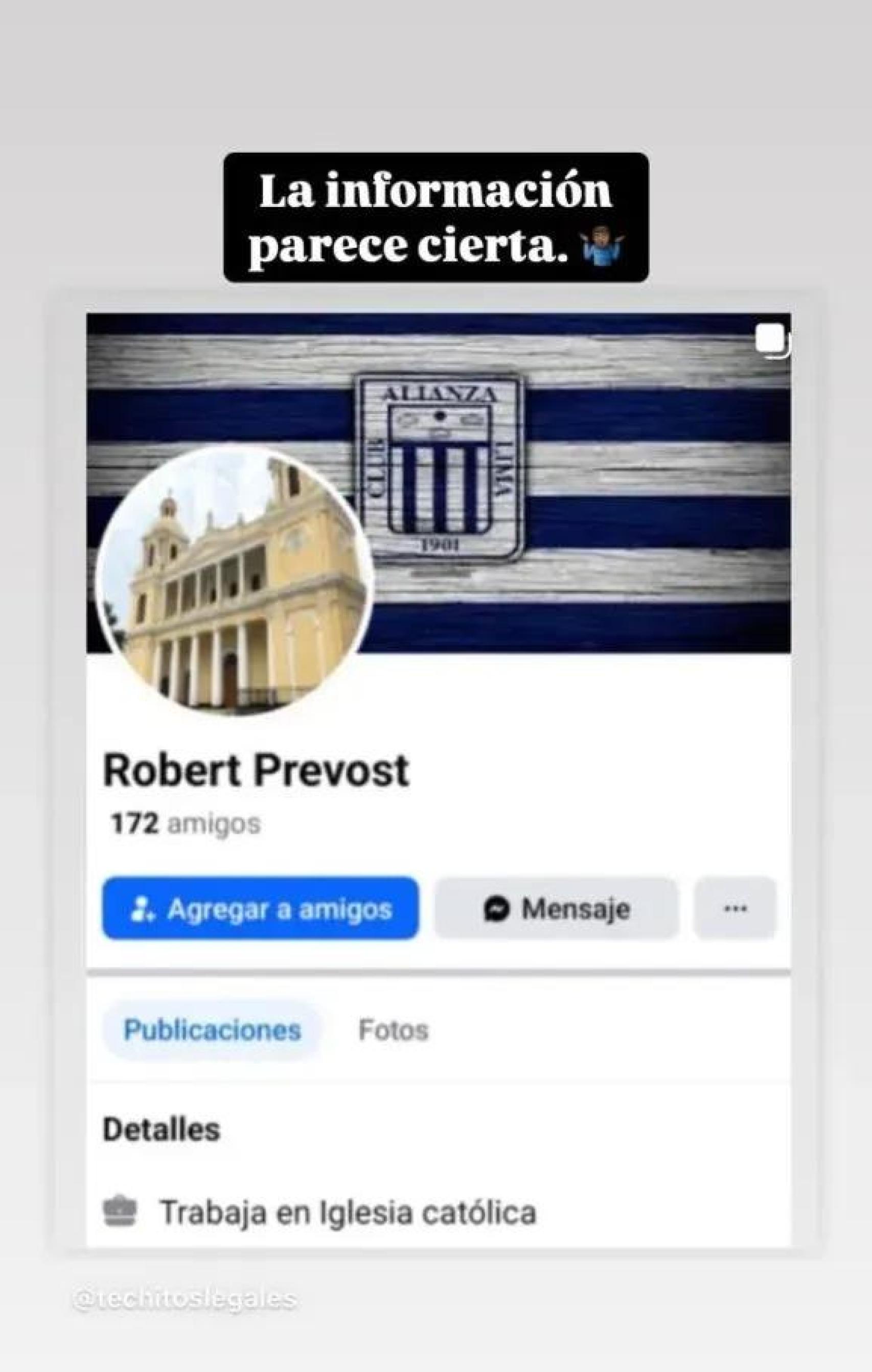 Imagen de una supuesta cuenta en redes de Robert Prevost