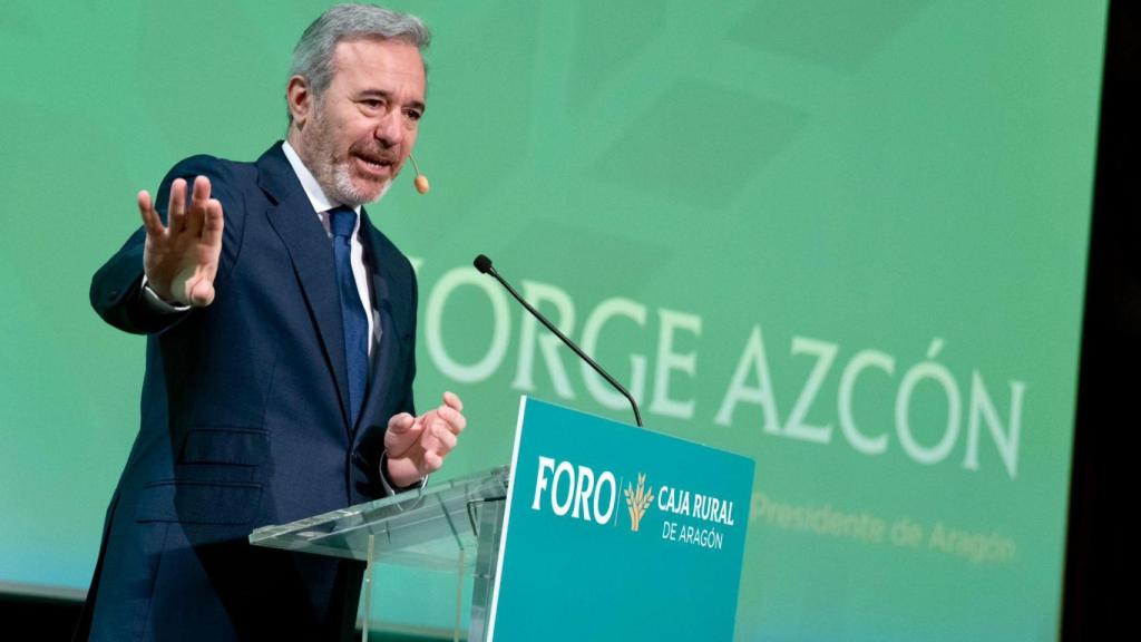 Azcón, este viernes en el foro organizado por Caja Rural de Aragón.