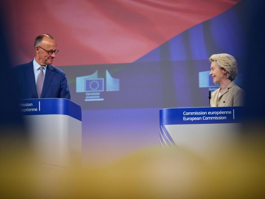 Ursula von der Leyen y Friedrich Merz, durante su reunión de este viernes en Bruselas