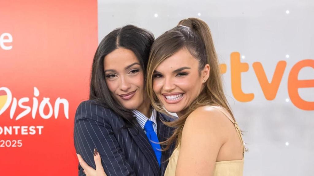 Chanel Terrero y Melody, en un encuentro con los medios en Torrespaña.