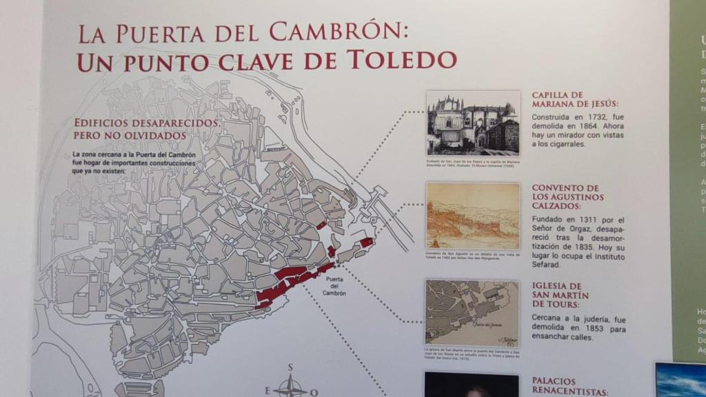 Panel situado en la puerta del Cambrón donde se habla del antiguo convento de San Agustín.