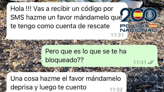 Conversación de WhatsApp de los estafadores.
