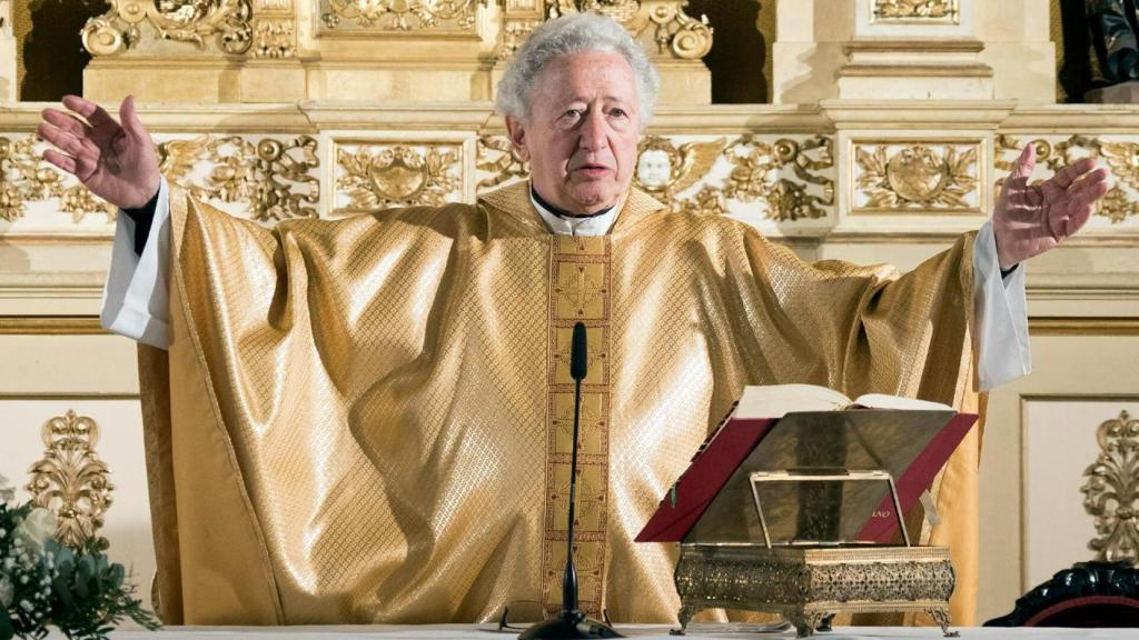 Antonio Pelayo celebrando misa en sus Bodas de Oro como sacerdote en 2018.