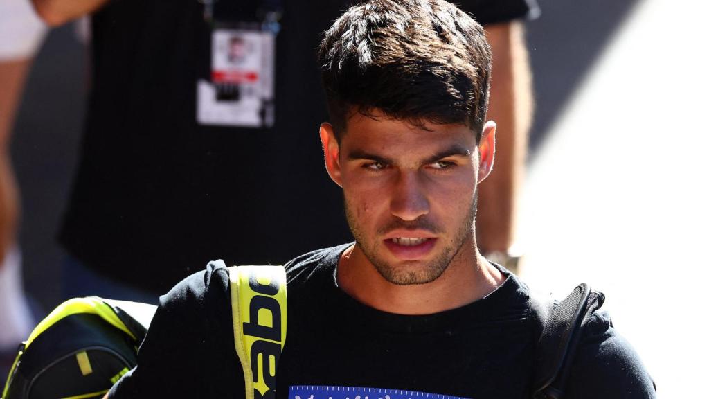 Carlos Alcaraz en un entrenamiento en el Masters 1.000 de Roma.