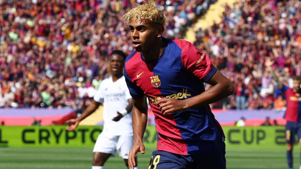 Lamine Yamal celebra su gol al Real Madrid en El Clásico