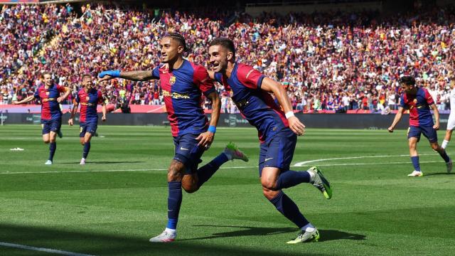 Raphinha celebra su gol al Real Madrid