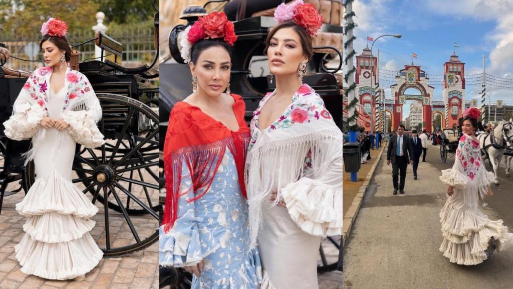 Michelle Salas y Maria Laura Medina de Salinas en la Feria de Sevilla.