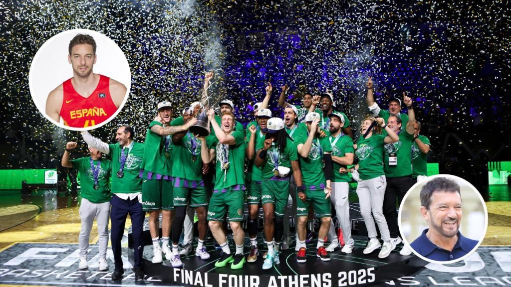 Un montaje con imágenes del Unicaja y algunas de las 'celebrities' que le han felicitado al club.