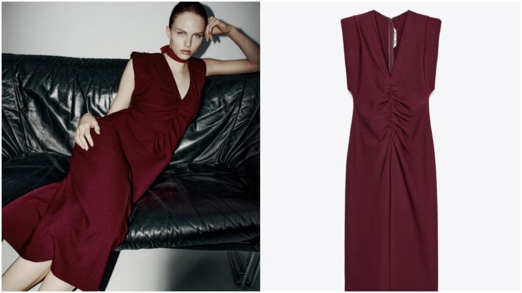 Vestido drapeado de Zara. Ref: 2371/650/660