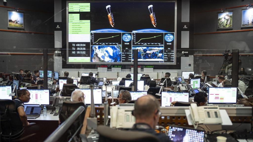 La Sala de Control de Misión Júpiter desde fuera de 'la pecera' minutos después del lanzamiento