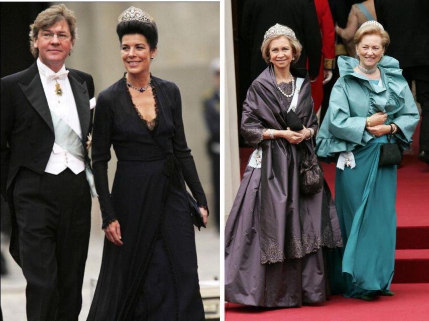 Carolina de Mónaco con Ernesto de Hannover y la reina Sofía junto a Paola de Bélgica en el enlace.