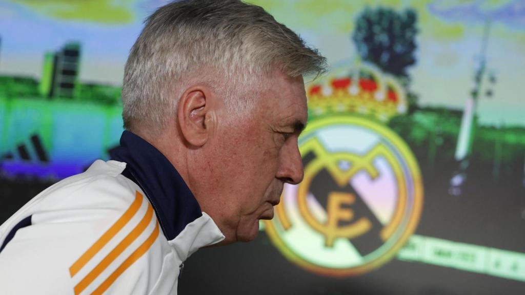 Ancelotti, en rueda de prensa con el Real Madrid