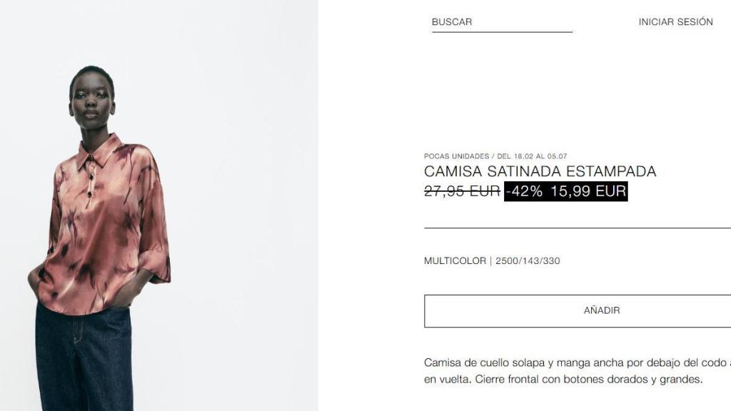 Camisa satinada. Ref. 2500/143/330