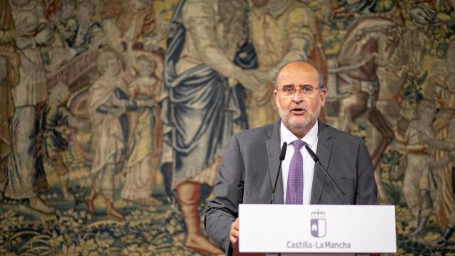 Martínez Guijarro, durante la rueda de prensa que ha ofrecido este martes en el Palacio de Fuensalida.