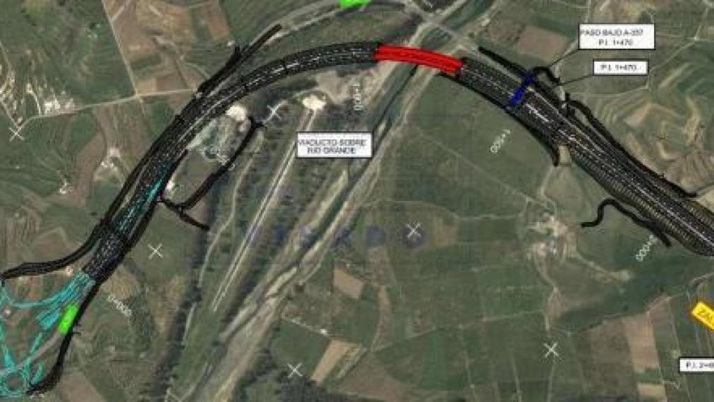 Detalle del trazado entre Casapalma y Cerralba de la nueva autovía del Guadalhorce.