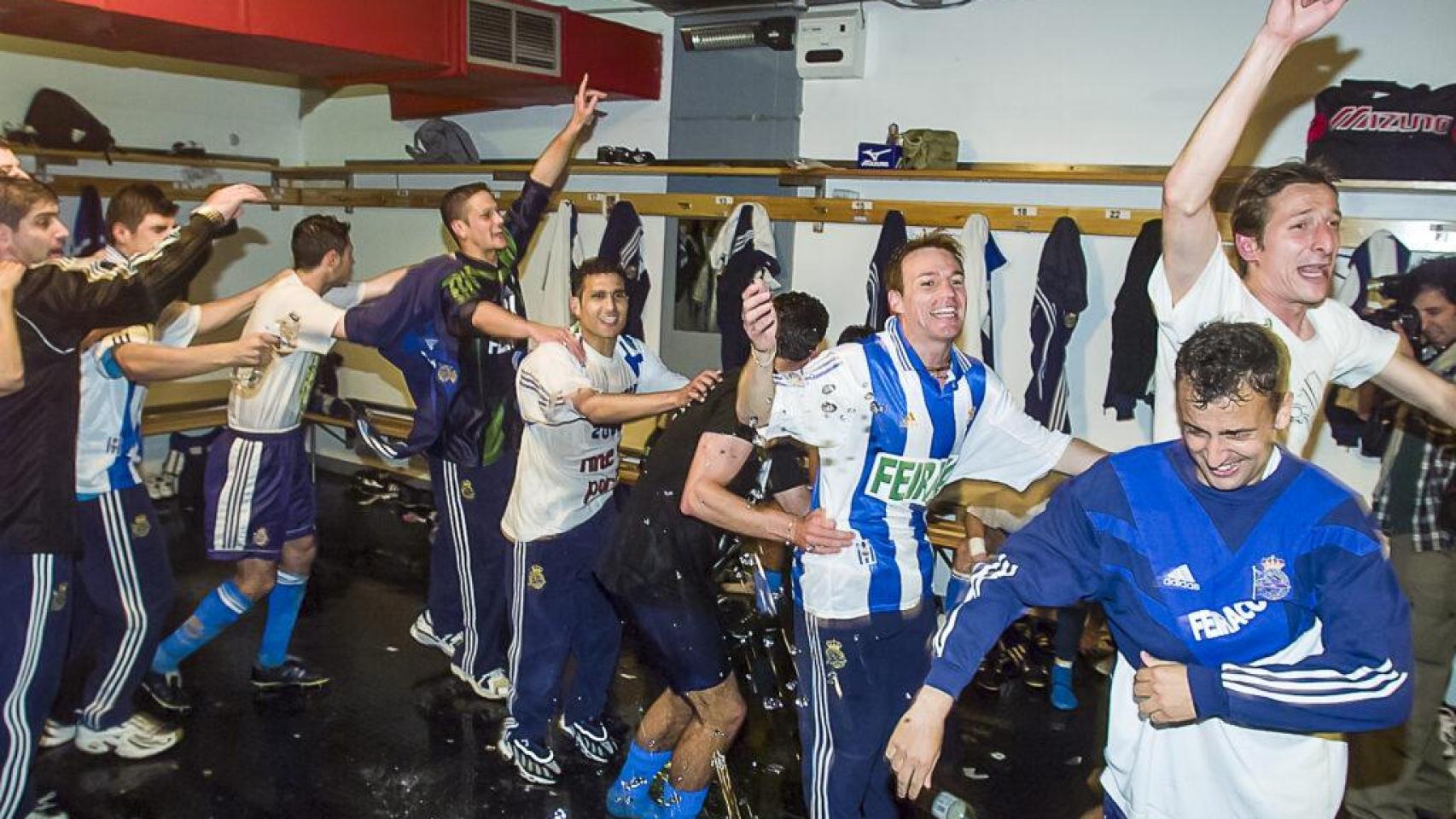 Celebración en el vestuario.