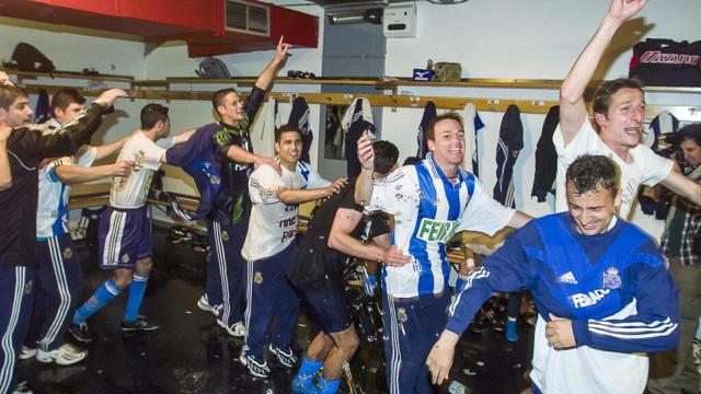 Celebración en el vestuario.